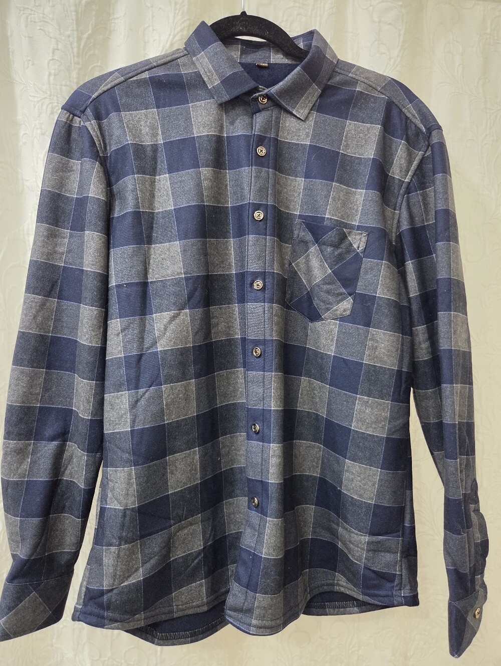 Lumberjack  Blue and Gray Flannel Plaid Button-Up Shacket Mens Size M